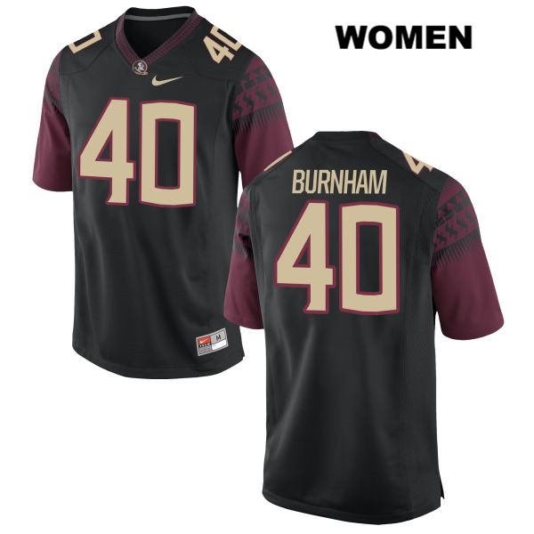 Women's NCAA Nike Florida State Seminoles #40 Ken Burnham College Black Stitched Authentic Football Jersey JBO7469ZN
